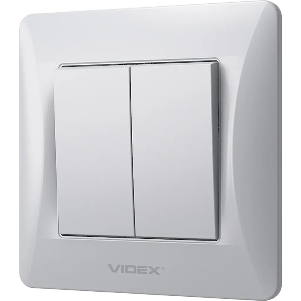 Вимикач двоклавішний Videx Binera срібний шовк 1 шт. - фото 2