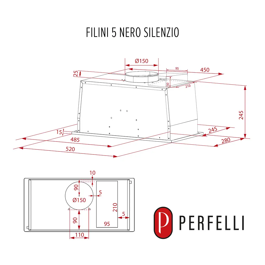 Витяжка повновбудована PERFELLI DESIGN FILINI 5 NERO SILENZIO - фото 15