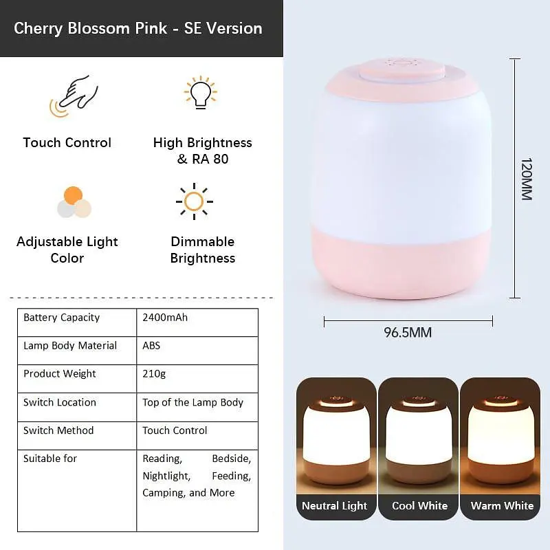 Настільний сенсорний LED світильник 3 colour light MZ-L2701 Pink - фото 2