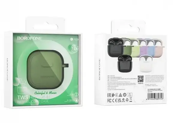 Наушники беспроводные TWS в кейсе Borofone BW29 Charm Зеленые - фото 3