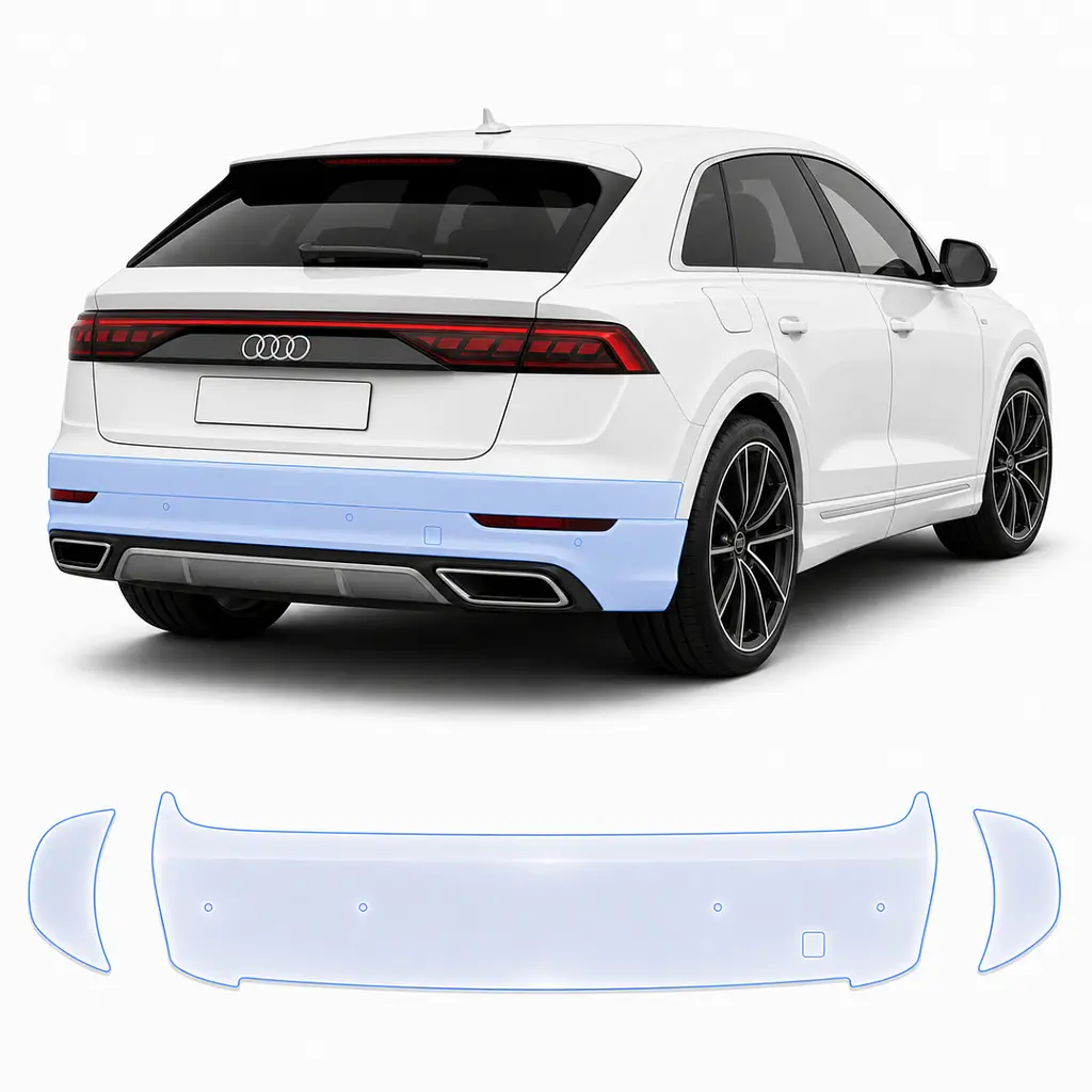 Антигравійна захисна бронеплівка за лекалами для Audi Q8 4M 2018-2023 - задній бампер