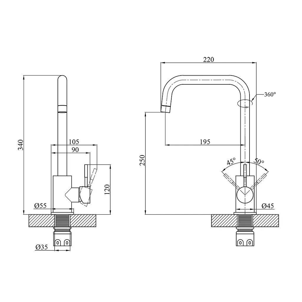 Змішувач для кухні Agua Acero-INOX037 CV023286 Хром матовий - фото 2