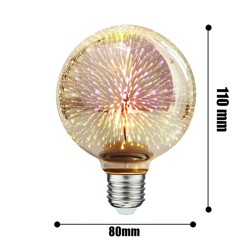 Лампочка светодиодная с эффектом фейерверка декоративная led лампочка C80-3D Е27 - фото 4