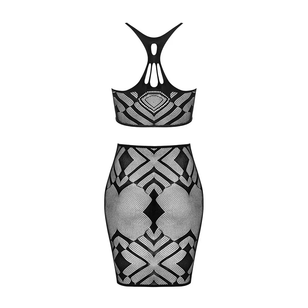 Еротичний напівпрозорий комплект Obsessive K101 top & skirt S/M/L, топ, спідниця - фото 4