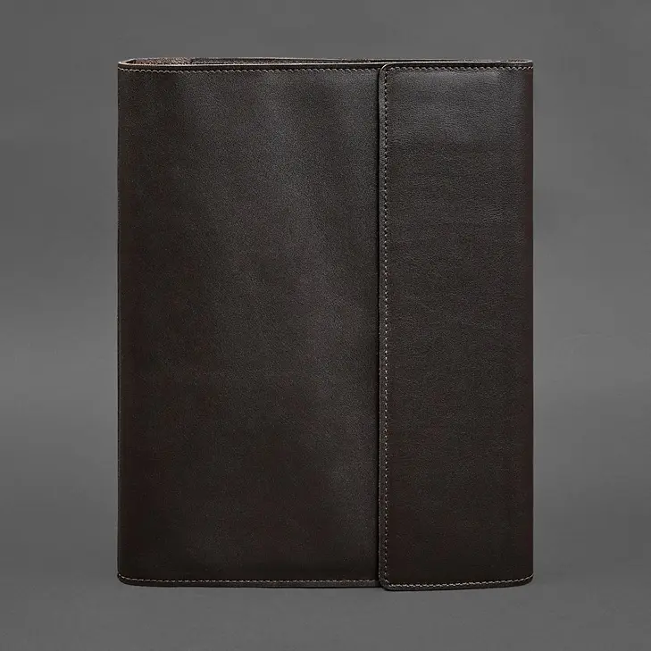 Кожаная папка для документов "Семейная" на сегрегаторе с файлами А4 темно-коричневая - фото 11