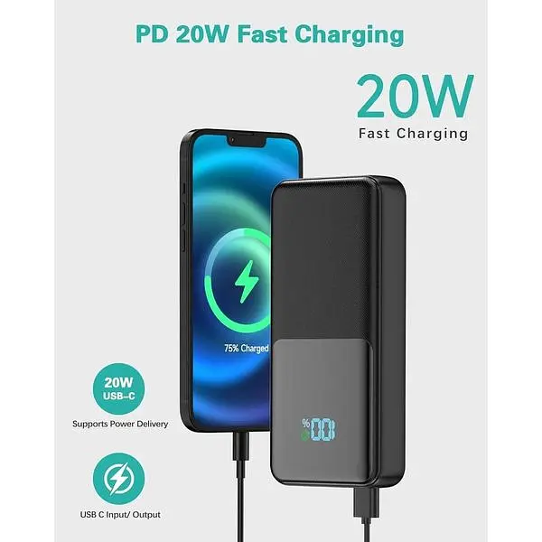 Портативний зарядний пристрій надвисока ємність 36000 mAh 20 Вт швидка зарядка USB C вхід/вихід - фото 2