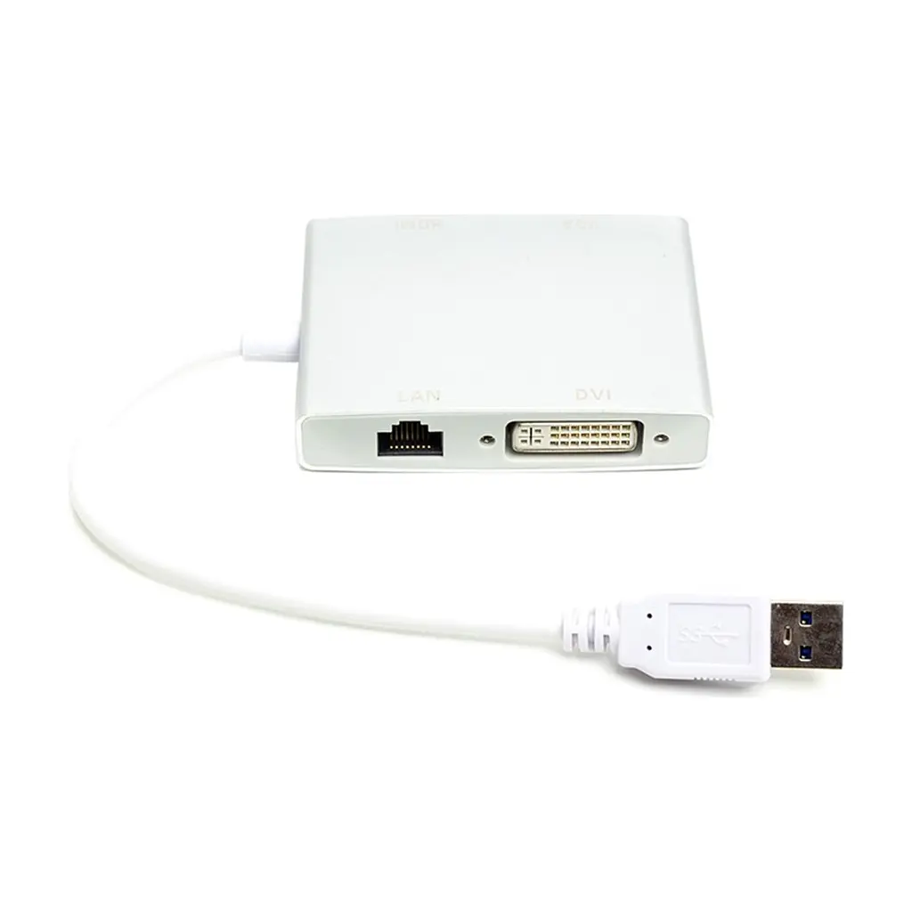 Перехідник PowerPlant USB 3.0 to HDMI, DVI, VGA, RJ45 Gigabit Ethernet (CA912087) - фото 2