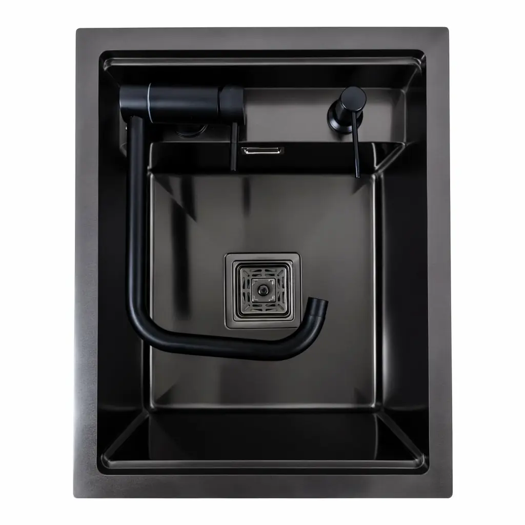 Кухонна мийка прихована чорна Platinum TZ 40x50, Чорний - фото 4