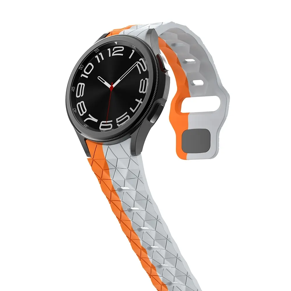 Ремінець силіконовий Samsung Galaxy Watch 4 5 6 7 BeWatch Помаранчево-білий (0140301) - фото 4