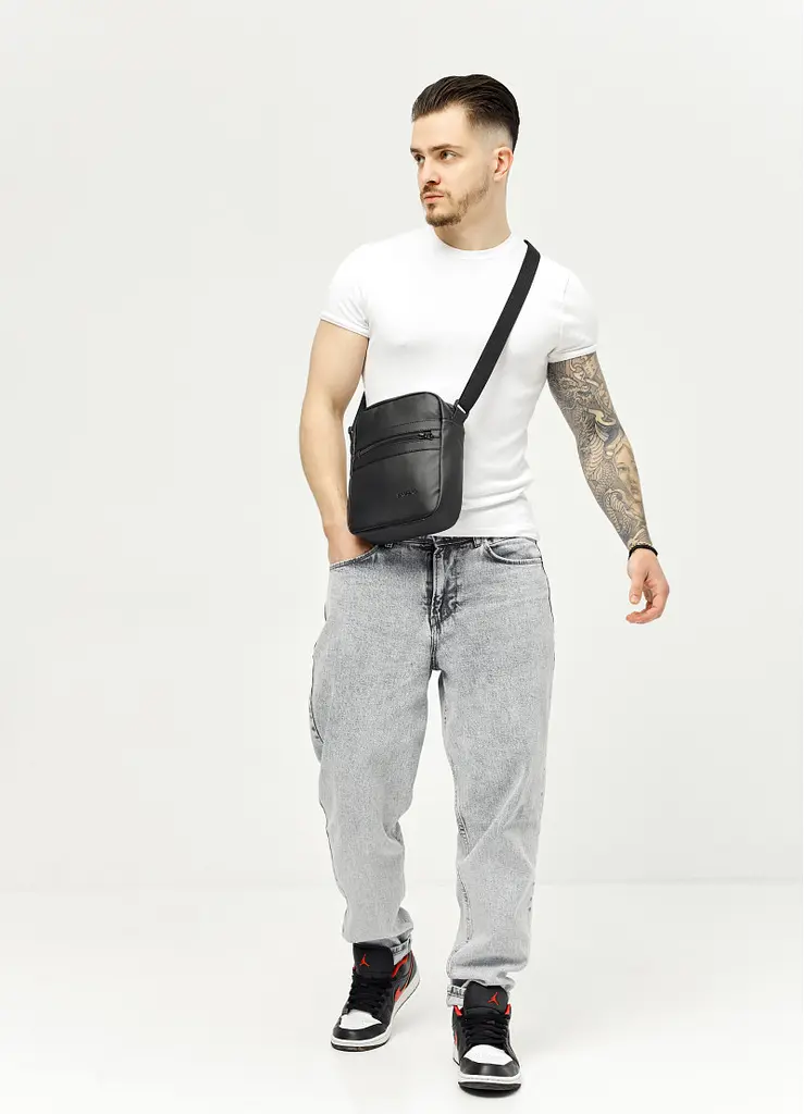Чоловіча сумка месенджер Sambag Makros чорна 23 × 19 × 7 см (70278001m) - фото 3