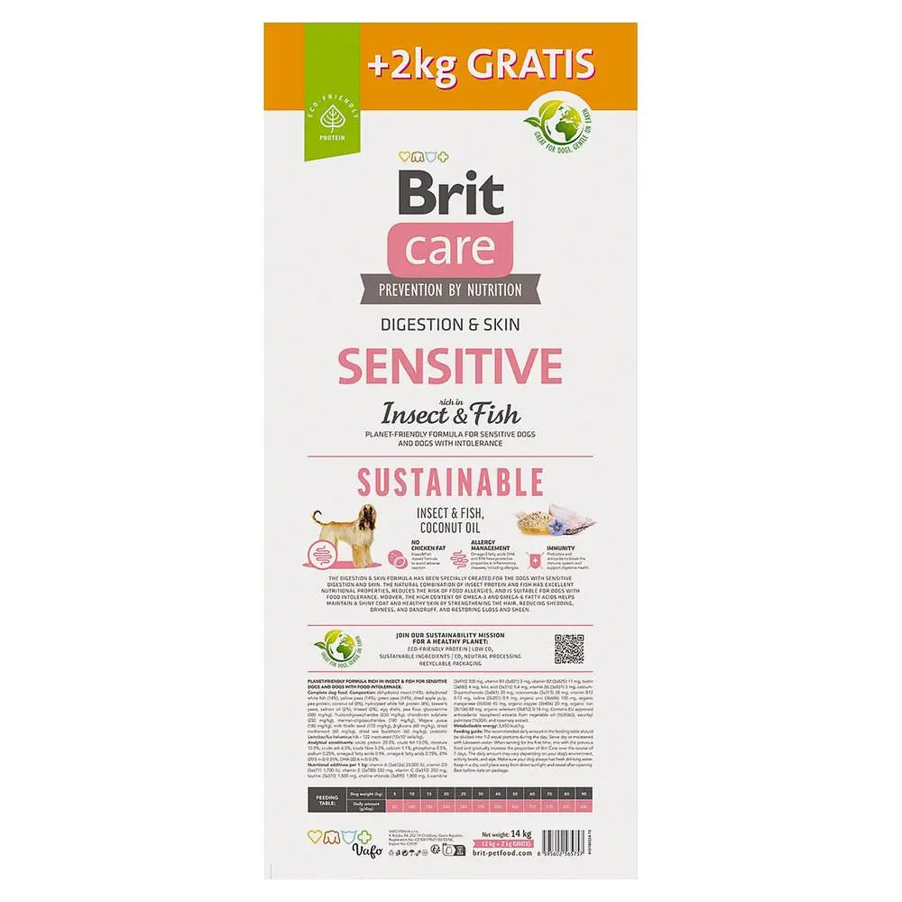 Корм сухий Brit Care Dog Sustainable Sensitive для дорослих собак усіх порід з чутливим травленням з комахами та рибою 12+2 - фото 2
