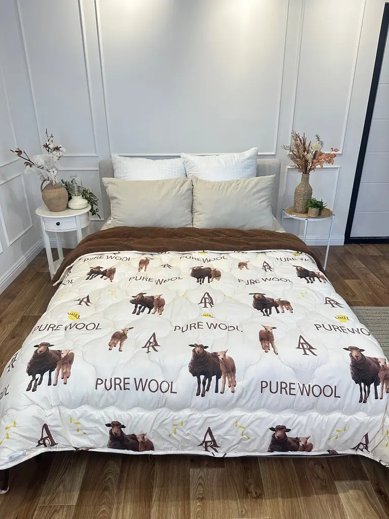 Ковдра полуторна відкрита двостороння з вовни Arda Pure Wool 21445 150х210 см шоколадне - фото 9