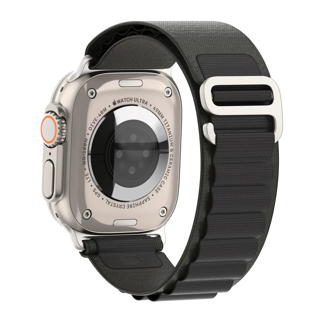 Ремінець для Apple Watch 49/46/45/44/42 (Series 1-3), чорний, Alpine Loop Alpina Band, тканинний поліестеровий ремінець для смарт-годин, дихаючий, для активного відпочинку та спорту, ArmorStandart (ARM64977) - фото 5