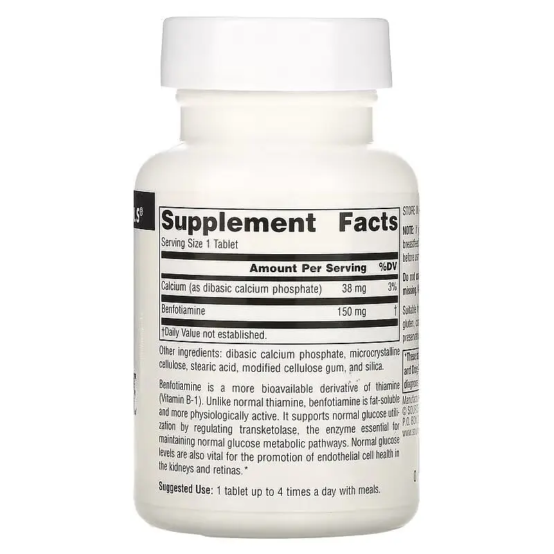 Бенфотіамін Source Naturals Benfotiamine 150 mg, 60 таблеток - фото 2