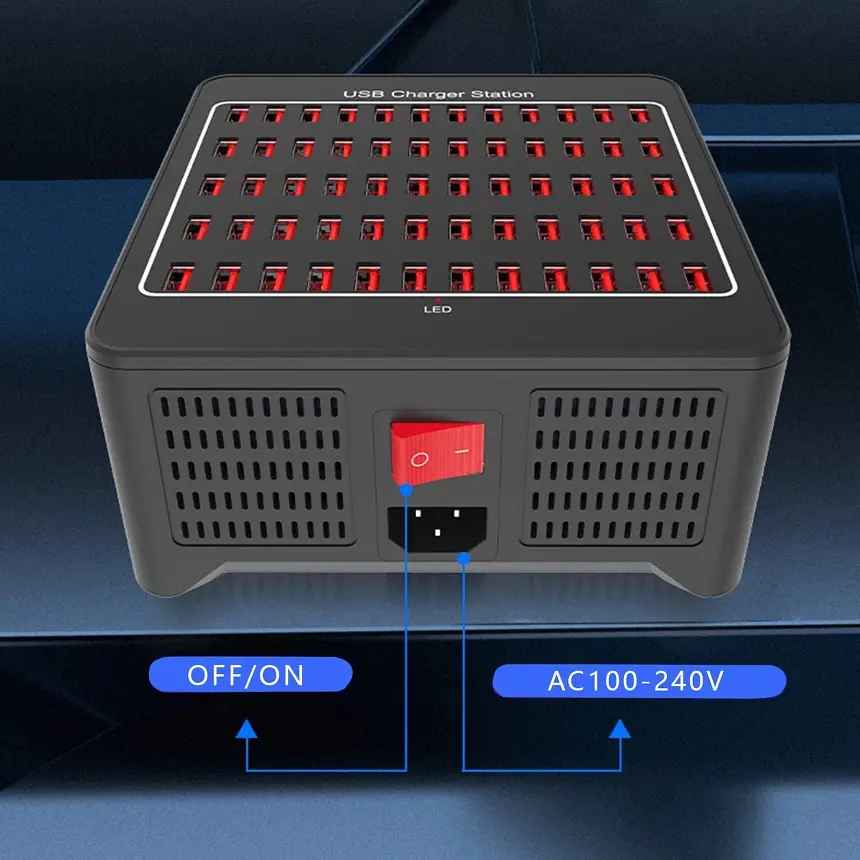 Зарядная станция ILEPO многопортовая на 60 USB портов 300 Вт / сетевое мультизарядное устройство (19016) - фото 9
