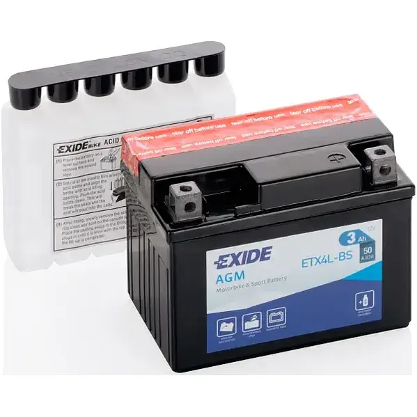 Акумулятор Мото Exide ETX4L-BS AGM 3Ah Ев (-/+) 50EN 113x70x85 мм - фото 2
