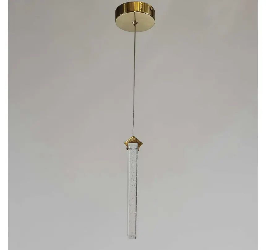Мінімалістичний золотий LED світильник-підвіс зі скляним стрижнем Artlight 2317/1GD - фото 4