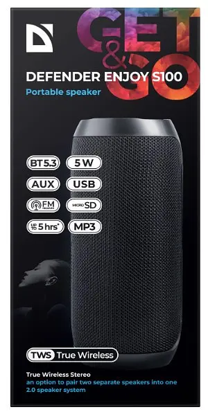 Портативна акустика Defender Enjoy S100 чорний (65101) (6974735) - фото 6