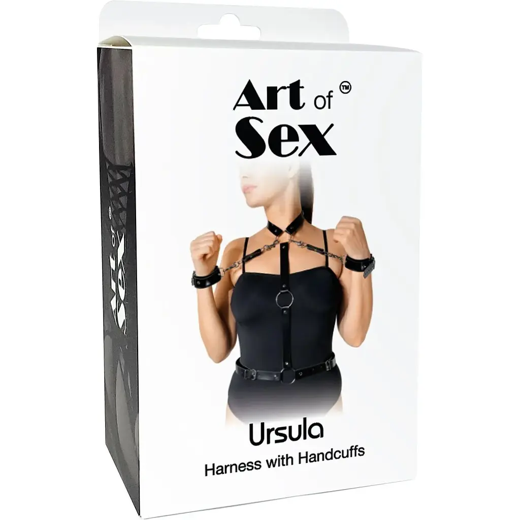 Шкіряна жіноча портупея з наручниками Art of Sex - Ursula чорна XS-2XL - фото 3