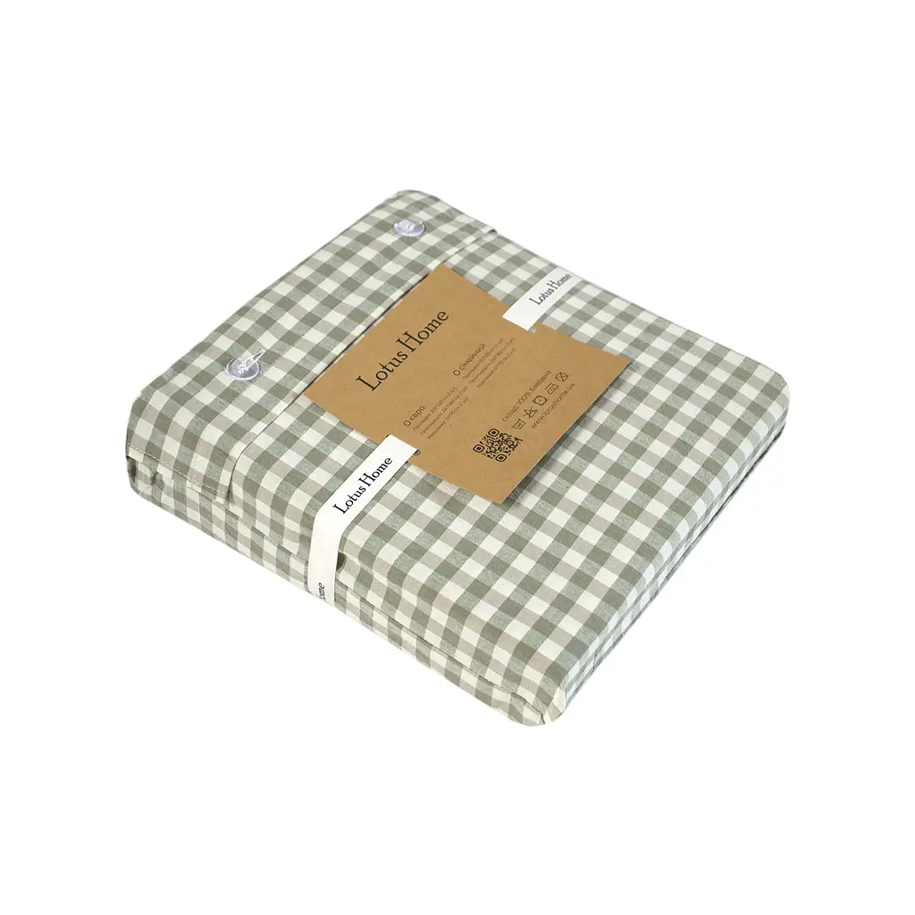 Постельное белье Lotus Home - Checked Gingham олива семейный - фото 2