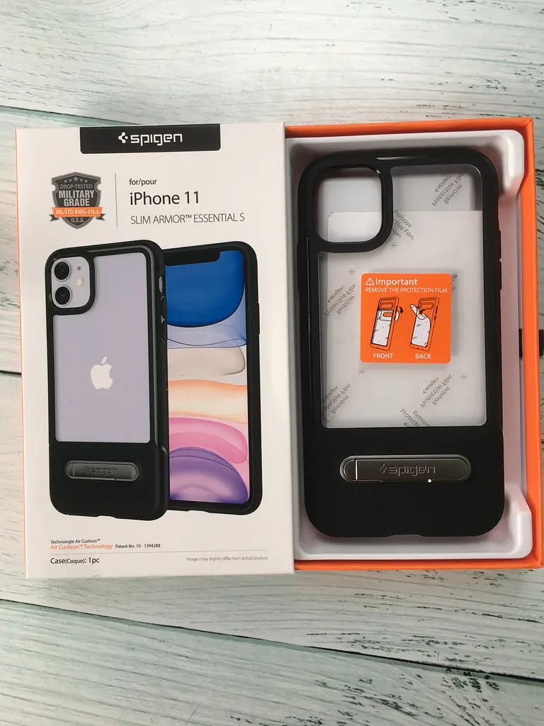 Чохол прозорий протиударний із підставкою Spigen Slim Armor Essential S Ultra Hybrid 076CS27085 для iPhone 11 (6.1") Black - фото 10