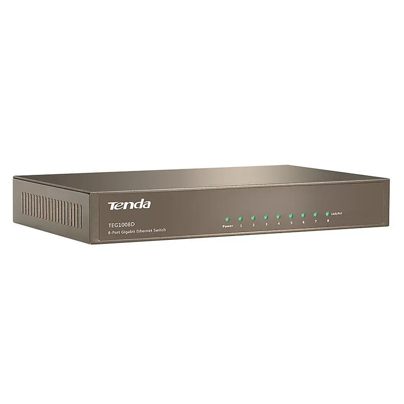 Комутатор TENDA TEG1008D 8port 10/100/1000 BaseTX, desktop, метал - фото 4