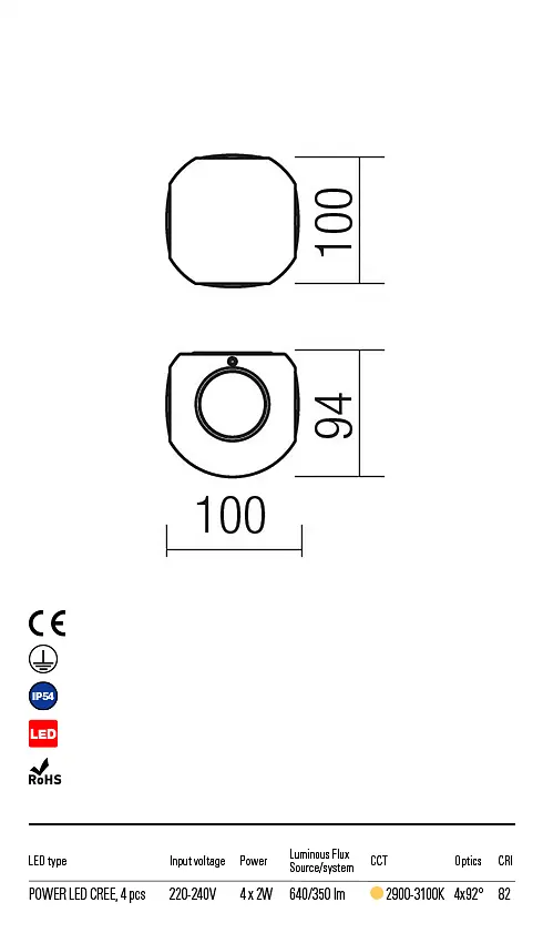 Бра вуличне MILESTONE AP LED 2X4W IP54 DG 3000K (5.1.2) Redo 9169 - фото 5