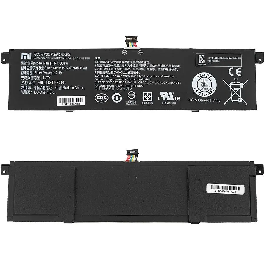 Батарея для ноутбука Xiaomi R13B01W (Mi Book Air 13.3) 7.6V 5100mAh 39Wh Черный - фото 2