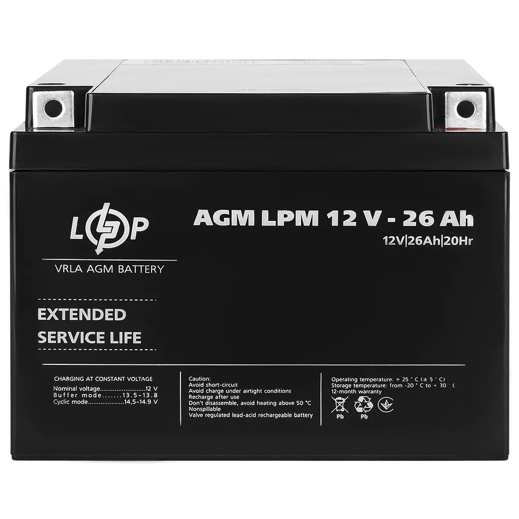 Аккумулятор AGM LPM 12V - 26 Ah - фото 4