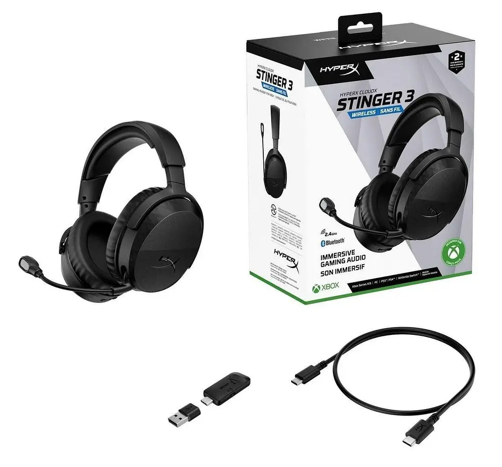 Ігрова гарнітура HyperX Cloud Stinger 3 Xbox WL/BT/USB-A/USB-C Black (BS1U0AA) - фото 7
