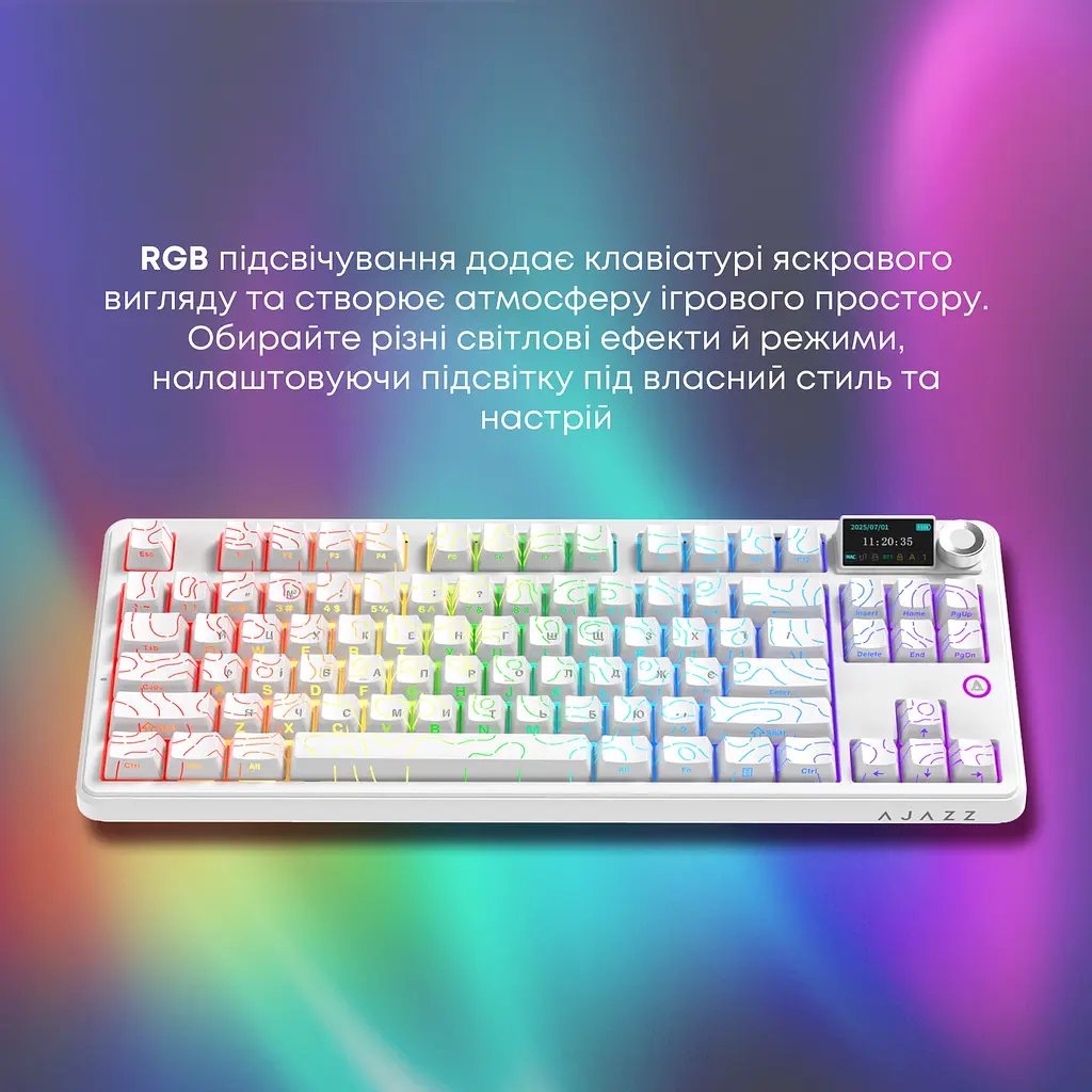 Клавиатура беспроводная Ajazz AK870 V2 Maillard Switch White (AK870-V2-SW) - фото 17