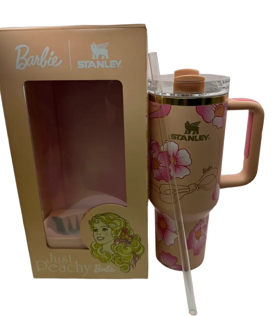 Термос термокружка Stanley Quencher H2.0 Tumbler из нержавеющей стали 1,18 л Peach Flower Barbie KT7001984