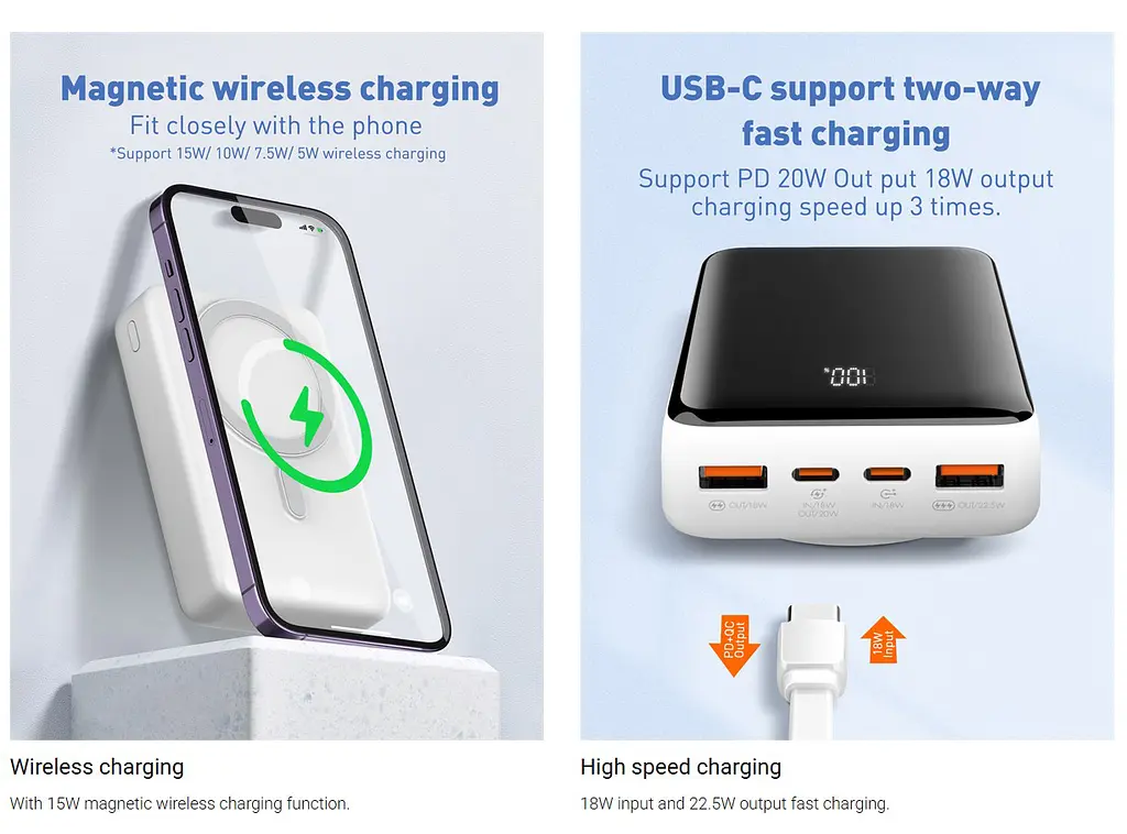 Повербанк Powerbank LogicPower LPPQ18 20000 mAh MagSafe QC PD 22.5W - фото 5