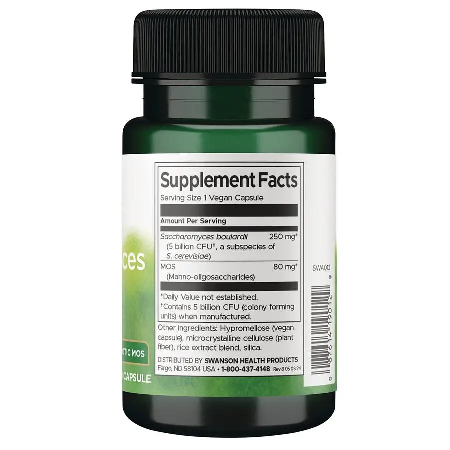 Пробіотичні дріжджі Swanson Saccharomyces Boulardii with Prebiotic MOS 5 Billion CFU, 30 вегакапсул - фото 2