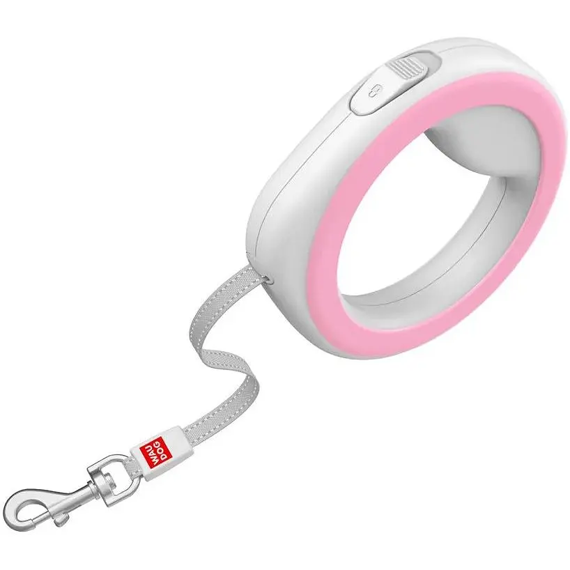 Повідець-рулетка для собак Waudog R-leash, кругла, XS-M, до 40 кг, 2,9 м, світловідбиваюча стрічка рожевий - фото 2