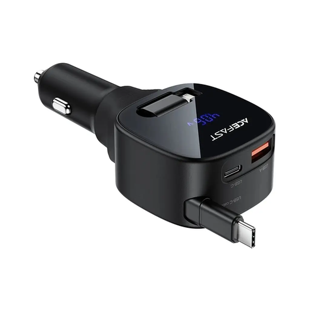 Зарядний пристрій Acefast 1xUSB-C PD95W + telescopic cable USB-C black (6974316285946) - фото 2