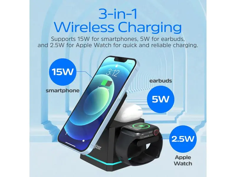 Бездротовий зарядний пристрій Energizer 3-in-1 Magnetic Wireless Charging Dock (WCP307) - фото 9