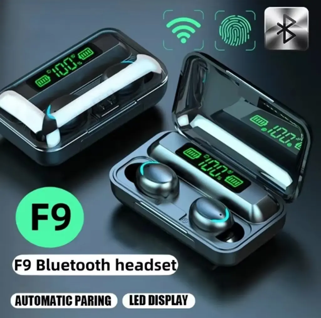 Бездротові навушники F9 TWS bluetooth 5.1 black OPM з павербанком - фото 2