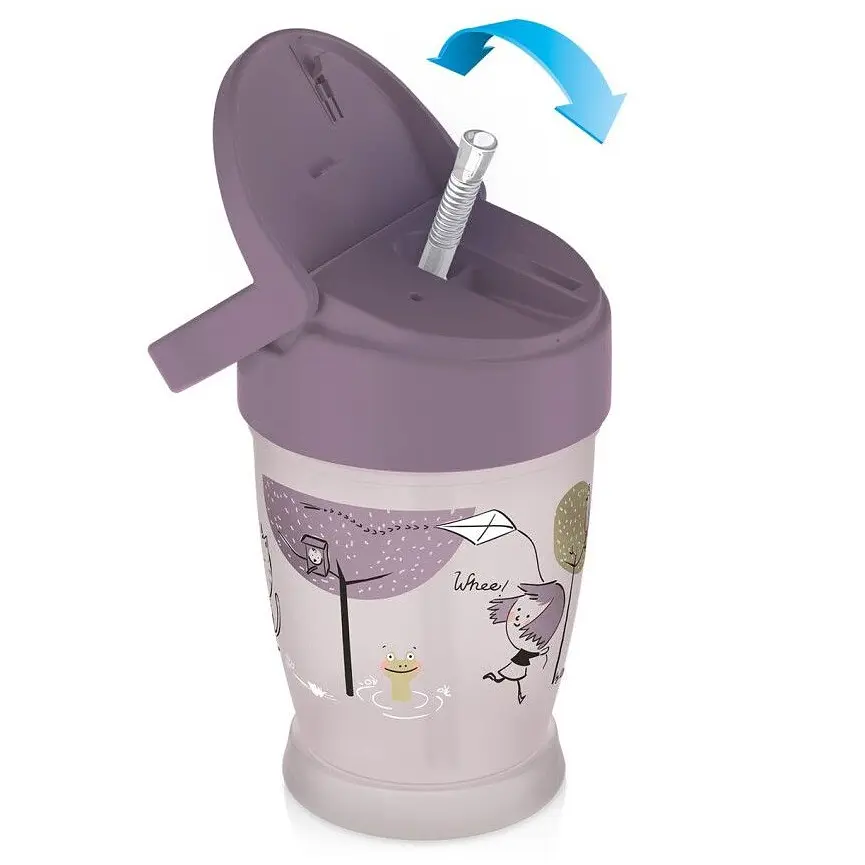 Кружка-непроливайка Lovi Lovely Girl с силиконовой трубочкой 250 мл фиолетовая (35/354girl) - фото 2