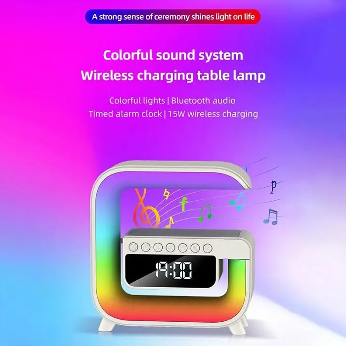 Настільна лампа G3 Mini з Bluetooth колонкою, будильником і бездротовою зарядкою 15 Вт - фото 6