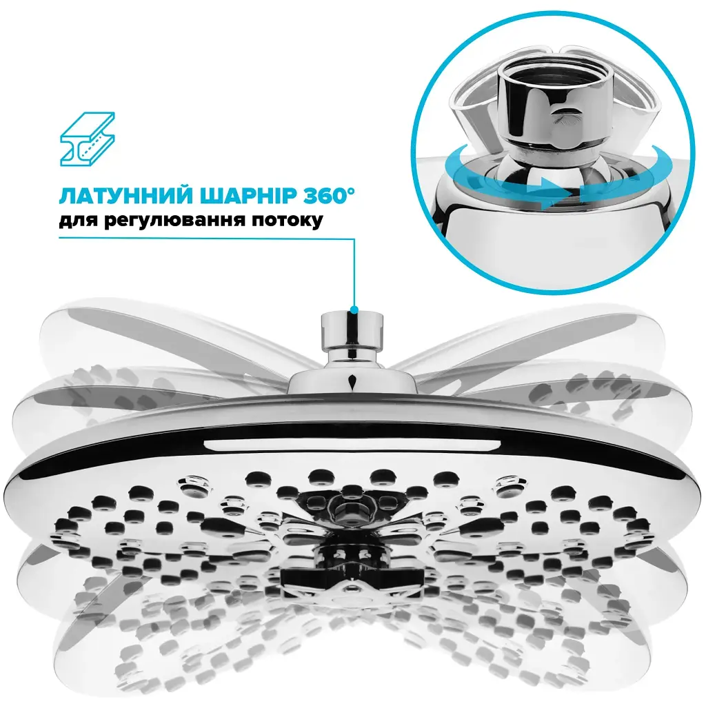 Лейка для верхнего душа DROP W-SPA8F-MULTI250 "Туман" + "Кислородный спрей" с 8 SPA потоками - фото 8
