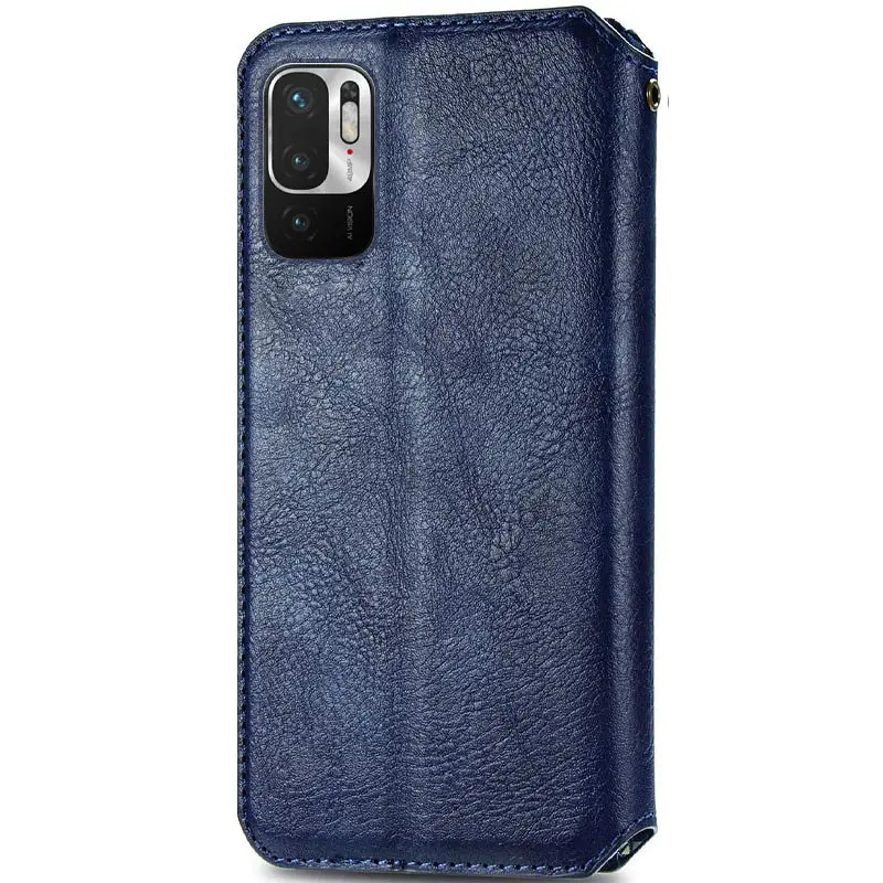 Кожаный чехол-книжка GETMAN Cubic (PU) для Xiaomi Redmi Note 10 5G / Poco M3 Pro Синий - фото 4