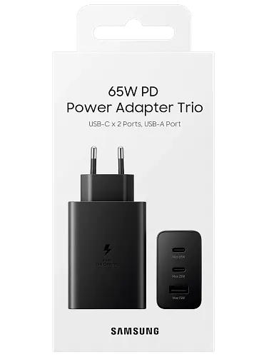 Мережевий зарядний пристрій Samsung 65W Power Adapter Trio w/o Cable Black (EP-T6530NBEGRU) [71465] - фото 4