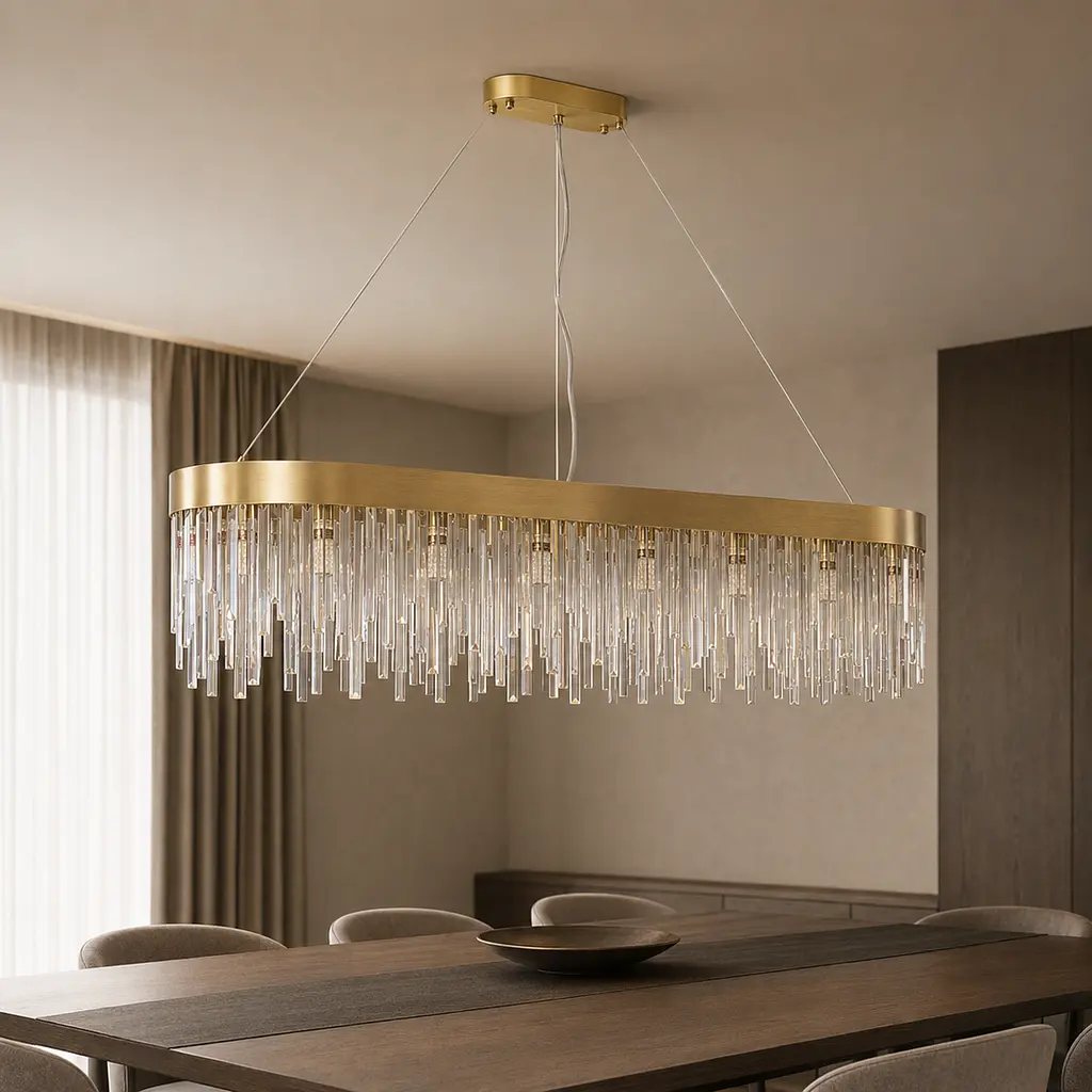 Підвісна люстра Artlight P809/800L GD на 10 ламп E14 із овальним латунним корпусом