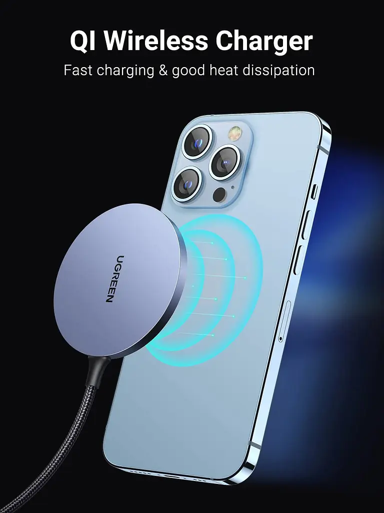 Бездротовий зарядний пристрій Ugreen Magnetic Wireless Charger 15W Grey [CD245/30233] [91936] - фото 2
