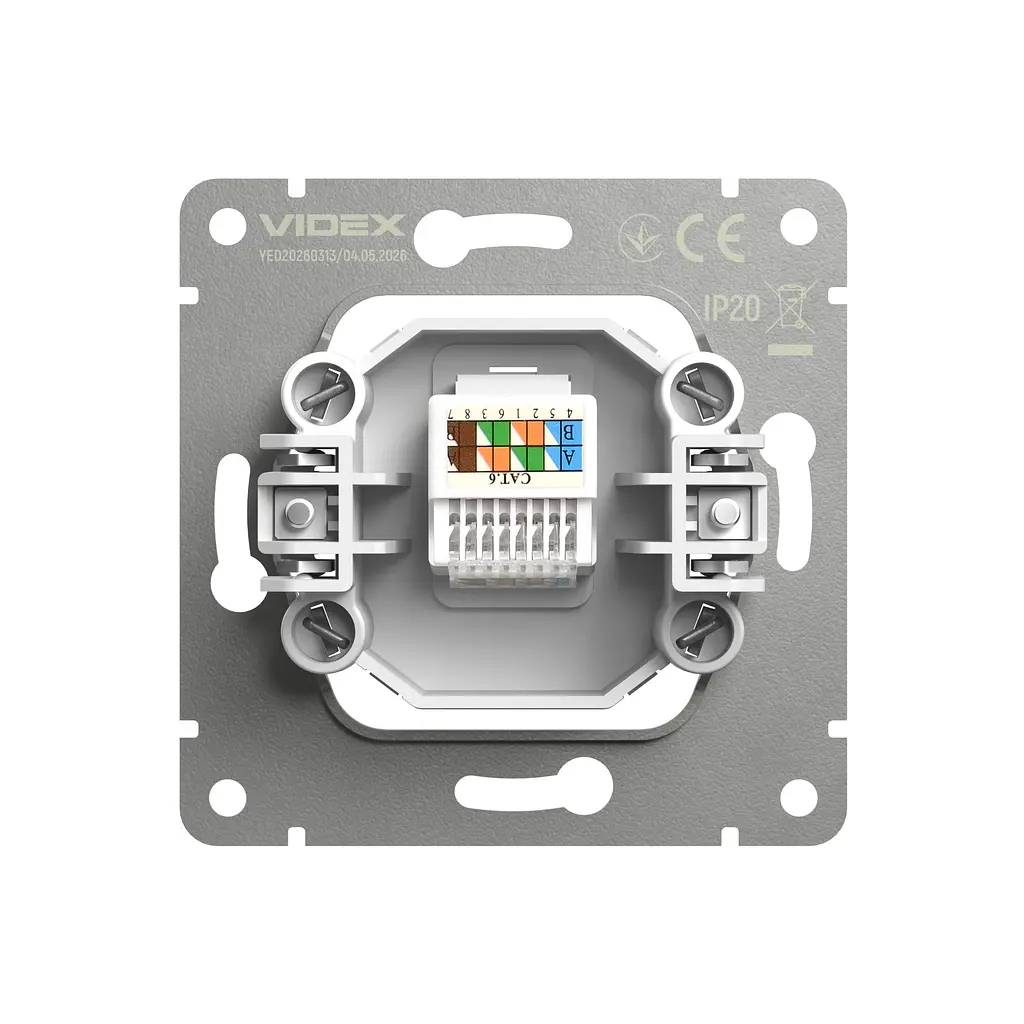 Розетка CAT6e одинарна комп'ютерна мокко VIDEX NOTA (VF-NT-SK1PC6-BR) VIDEX (28895-000) - фото 4