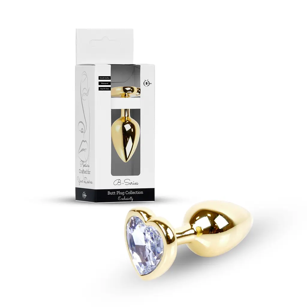 Анальна пробка - Jewellery Gold Heart Plug Clear - фото 10