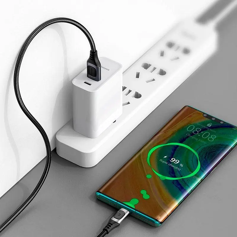 Кабель Baseus Flash Multiple Fast Charge Protocols Cable USB to Type-C PD 5A 1m CATSS-A0G Grey - фото 4