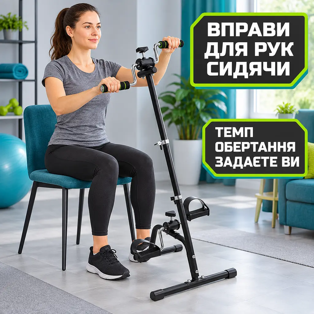Велотренажер для рук і ніг регульований за висотою педальний тренажер для домашніх тренувань (52836229) - фото 9