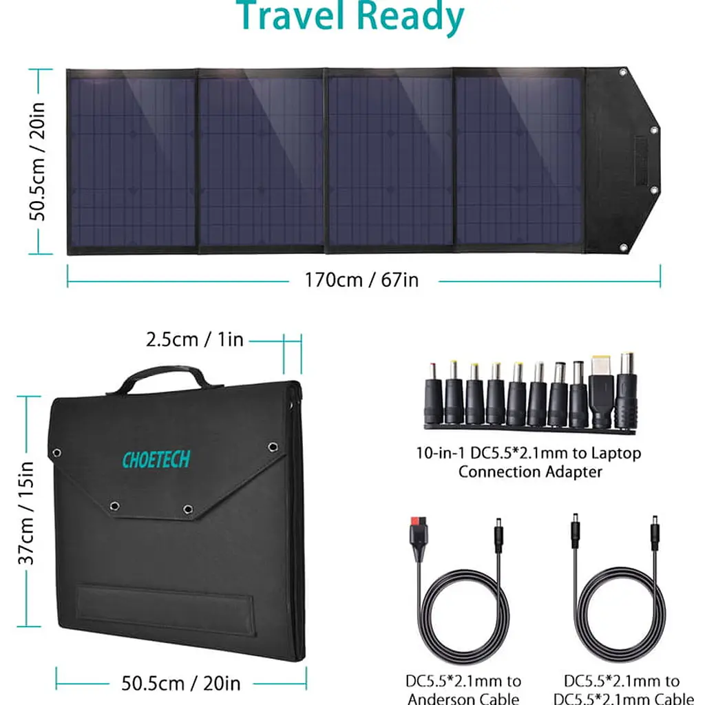 Портативная солнечная панель Choetech Foldable Solar Charger SC009 100W [104733] - фото 4